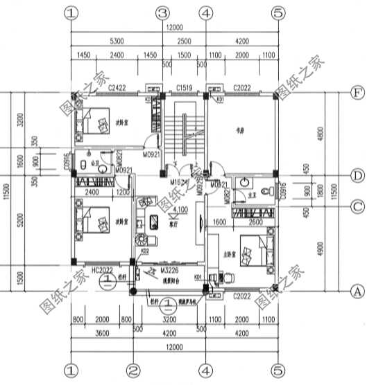 7米x7米宅基地自建房三层平面图(三层半简易自建房图)