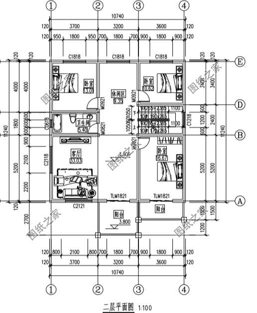 7米x7米宅基地自建房三层平面图(三层半简易自建房图)