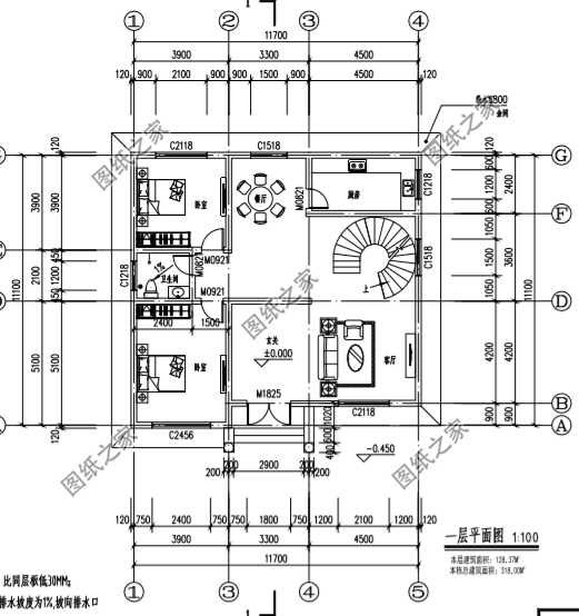 7米x7米宅基地自建房三层平面图(三层半简易自建房图)