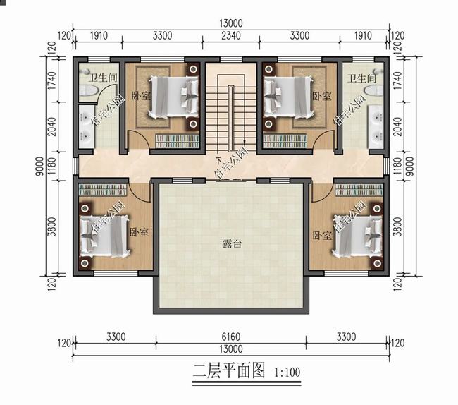 13米x9米双拼房设计图(占地面积小的双拼别墅)