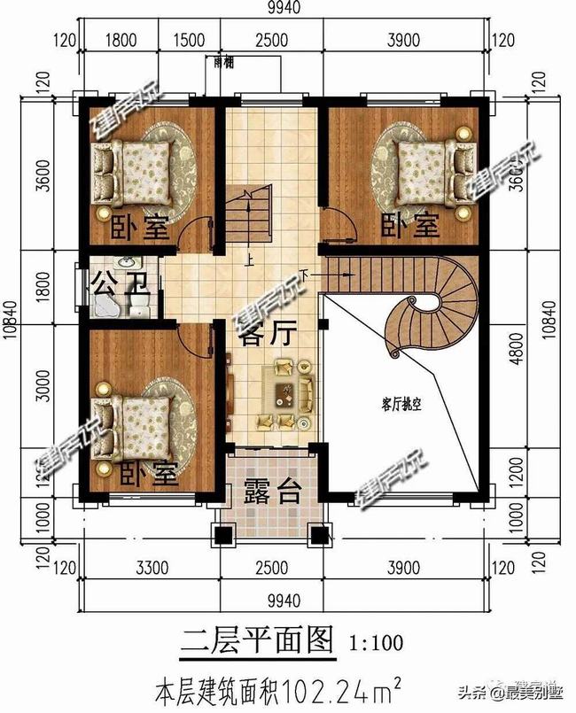 14米x14米欧式别墅旋转楼梯(带旋转楼梯的农村别墅)