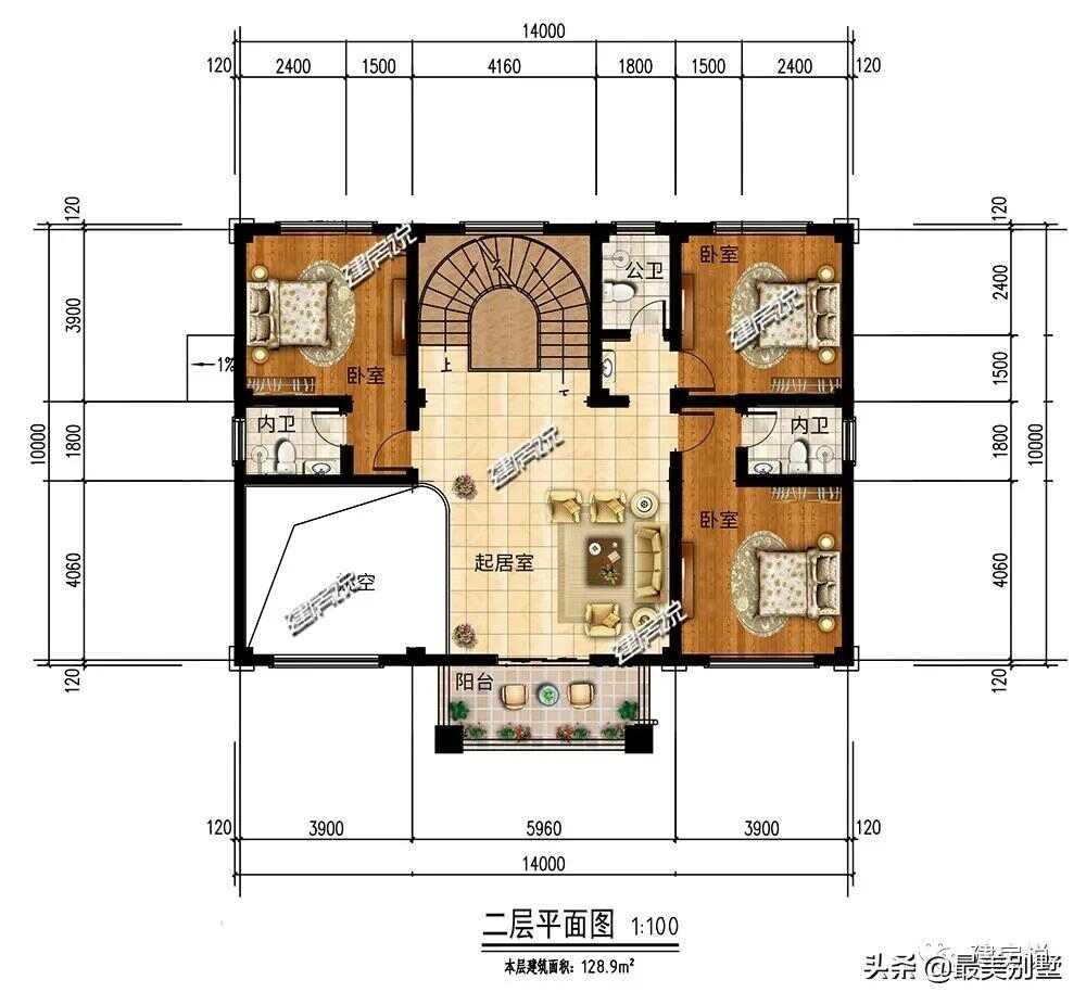 14米x14米欧式别墅旋转楼梯(带旋转楼梯的农村别墅)