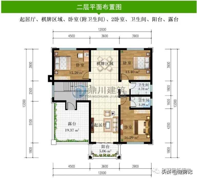 100款湖南农村二层两开间别墅(农村中式别墅二层户型图)