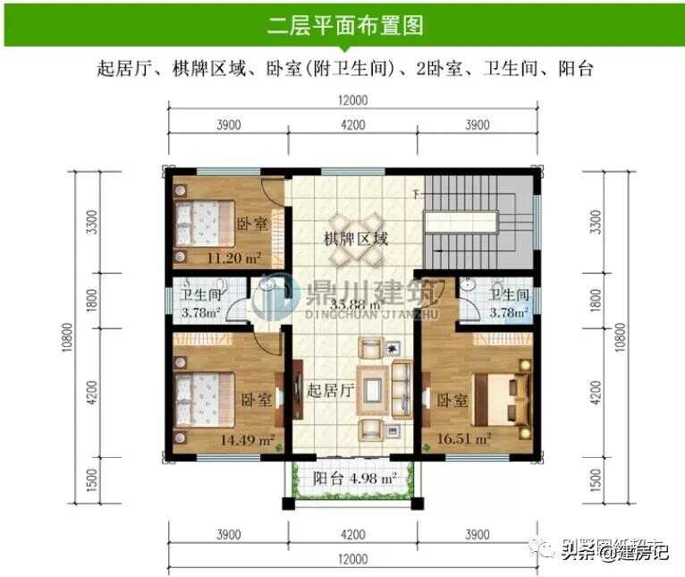 100款湖南农村二层两开间别墅(农村中式别墅二层户型图)